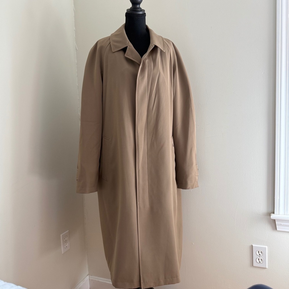 Sanyo Men's Full Length Trench Raincoat Removable Liner Taupe Sz XL